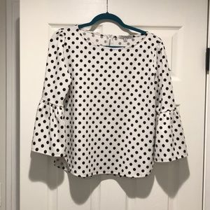 Polka dot bell sleeve top